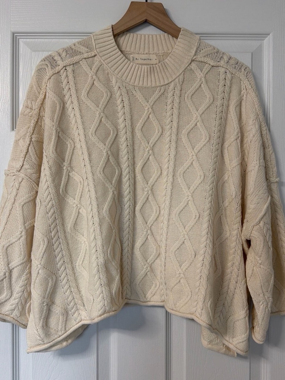 Together Cream Cable-Knit Crewneck Sweater